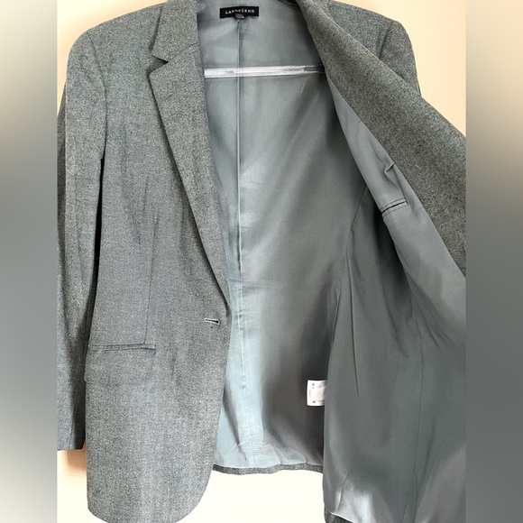 Wool Cashmere Herringbone Blue Gray Blazer sz 6 - Picture 5 of 14